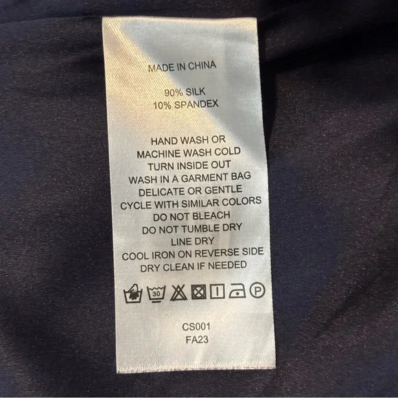 Quince Navy Blue Washable Silk V-neck Puff Short Sleeve Mini Dress S - Picture 10 of 12